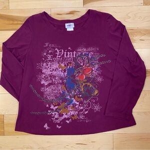 Guilty Graphic Long Sleeve Y2K Butterfly Grunge Rhinestone